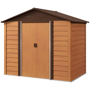 Outsunny Magazie de Gradina din Otel cu Usi Glisante Duble 236x196x208 cm | Aosom Romania imagine