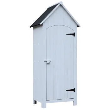 Outsunny Magazie de Scule de Gradina din Lemn Impermeabila cu Usi si Rafturi, 77.5x54.2x179.5 cm | Aosom Romania imagine