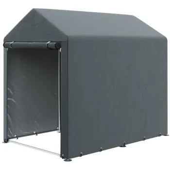 Outsunny Magazie pentru Scule cu Protectie UV si Intrare cu Fermoar, Cort de Garaj, 120x179x165 cm, Gri Inchis | Aosom Romania imagine