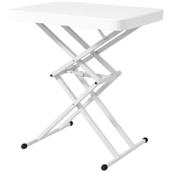 Outsunny Masa auxiliara de gradina pliabila din HDPE, masa pliabila pentru exterior cu inaltime reglabila in 5 trepte, 65 x 45 x 70 cm alb | Aosom Romania imagine