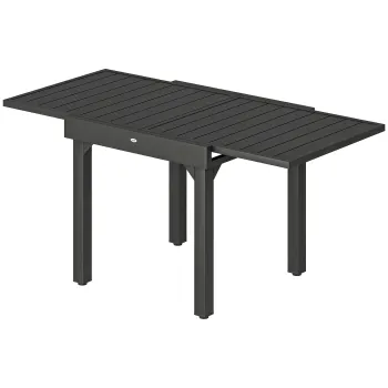 Outsunny Masa de Bucatarie Extensibila pentru Terasa, 4-6 Persoane, 80-160 cm Masa Extensibila din Aluminiu cu Blat din Lamele, Negru | Aosom Romania imagine