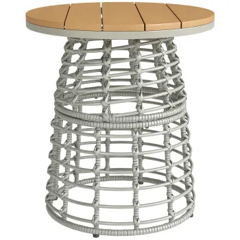 Outsunny Masa de cafea de gradina masa auxiliara exterior rotunda in rachita de aspect rotinta si placa compozita O45 x 50 cm gri | Aosom Romania imagine