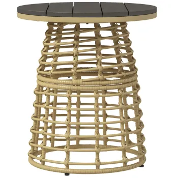 Outsunny Masa de cafea de gradina rotunda din rasina aspect rachita metal si blat compozit, dim. O45 x 50H cm | Aosom Romania imagine