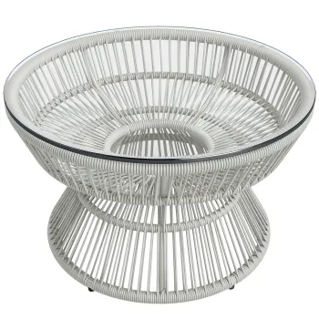 Outsunny Masa de cafea de gradina rotunda, masa auxiliara din rattan si blat de sticla temperata O 60 x 37H cm | Aosom Romania imagine