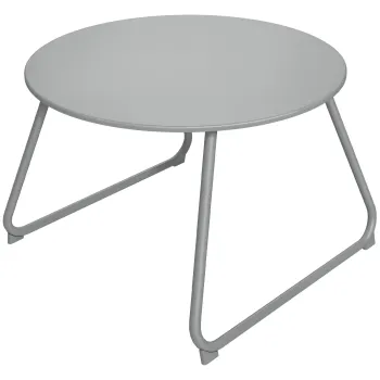 Outsunny Masa de cafea de gradina rotunda, masa de cafea de exterioare, O60 cm, picioare reglabile antiderapante, metal epoxidic, gri | Aosom Romania imagine