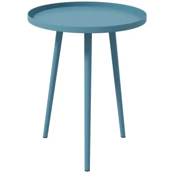 Outsunny Masa de cafea de gradina rotunda, masa de sprijin de exterior cu margini rotunde din otel, dim. O40 x 50H cm bleu | Aosom Romania imagine