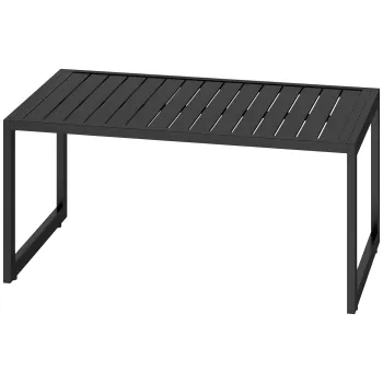 Outsunny Masa de cafea exterioara cu blat cu lamele, cadru din aluminiu, pentru balcon, terasa, 90 x 50 x 42 cm, negru | Aosom Romania imagine