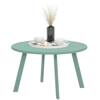 Outsunny Masa de cafea mica rotunda, masa auxiliara cu protectii anti-alunecare, cadru din metal, pentru gradina, O 70 x 42 cm, verde | Aosom Romania imagine