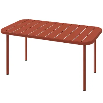 Outsunny Masa de cafea pentru gradina din otel galvanizat, blat cu sipci, masa rectangulara cu colturi rotunjite, 90x50x43cm, Rosu | Aosom Romania imagine