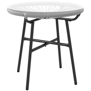 Outsunny Masa de cafea rotunda de gradina din rachita aspect rotin metal si blat sticla securizata O 50 x 50 cm gri | Aosom Romania imagine