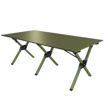 Outsunny Masa de Camping Pliabila 116 cm, Masa de Picnic Impermeabila cu Blat Rulabil si Cadru Metalic, Verde | Aosom Romania imagine