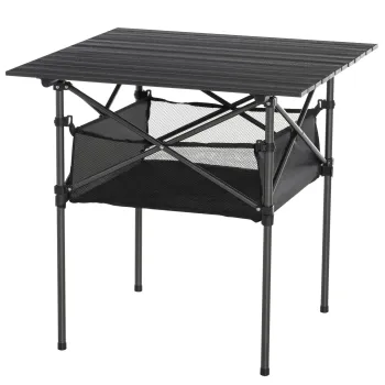Outsunny Masa de Camping Pliabila, Economiseste Spatiu si Rulabila cu Geanta de Calatorie Neagra 70x70x69cm imagine