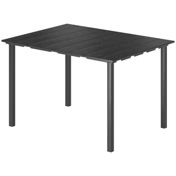 Outsunny Masa de Dining pentru Exterior pentru 4 Persoane, Masa Dreptunghiulara de Gradina cu Blat din HDPE si Cadru Metalic, Neagra | Aosom Romania imagine