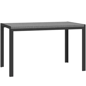 Outsunny Masa de dining pentru terasa 120cm pentru 4 persoane, Masa dreptunghiulara pentru exterior cu blat din ratan PE, cadru metalic pentru gradina si peluza, Gri imagine