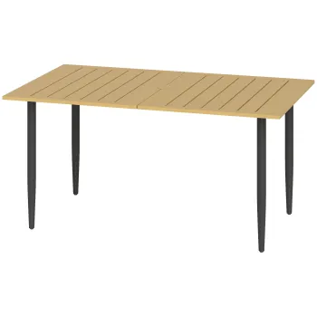 Outsunny Masa de gradina 150x90 cm, rezistenta la intemperii, masa de balcon din otel cu orificiu pentru umbrela, maro | Aosom Romania imagine