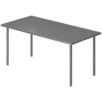 Outsunny Masa de gradina 165 x 80 cm pentru 6 persoane Masa de dining cu blat din lamele Cadrul din otel, Dreptunghiulara | Aosom Romania imagine