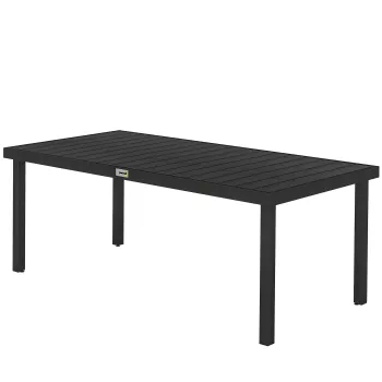 Outsunny Masa de Gradina cu Blat Textura Lemn 190x90 cm pentru 8 Persoane, Masa de Dining de Exterior Dreptunghiulara din Aluminiu si Plastic, pentru Terasa, Balcon, Negru | Aosom Romania imagine