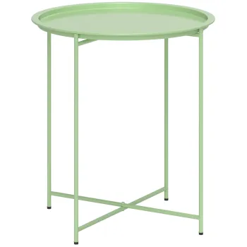 Outsunny Masa de gradina cu tava detasabila si picioare pliabile din otel, O46x50 cm, verde | Aosom Romania imagine