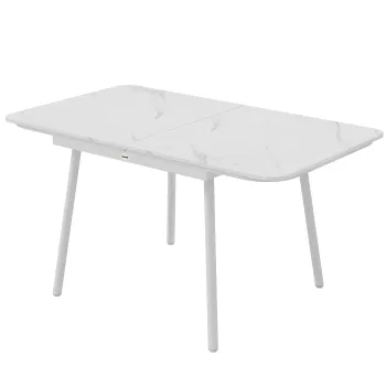 Outsunny Masa de gradina dreptunghiulara pentru 4-6 persoane, blat WPC si cadru din metal, picioare reglabile, 140x80x75cm, Alb | Aosom Romania imagine