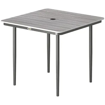 Outsunny Masa de gradina dreptunghiulara pentru 4 persoane, masa de luat masa exterioara cu orificiu pentru umbrela, 85 x 85 x 72,5 cm, gri | Aosom Romania imagine