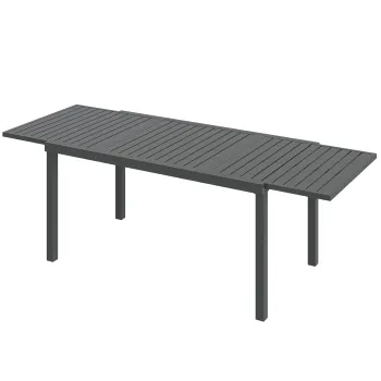 Outsunny Masa de Gradina Extensibila 150/225x85x75 cm Masa de Luat Masa din Aluminiu cu Blat cu Sipca pentru 6-8 Persoane Gri | Aosom Romania imagine