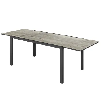 Outsunny Masa de Gradina Extensibila de 160-240 cm pentru 6-8 Persoane Rectangulara din Otel si Aluminiu, Efect Lemn | Aosom Romania imagine