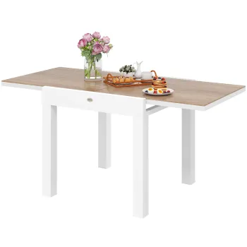 Outsunny Masa de Gradina Extensibila din Aluminiu cu Blat din PSPC, 80/160x80x75 cm, Alb | Aosom Romania imagine