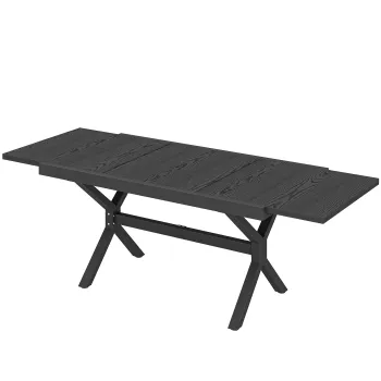 Outsunny Masa de Gradina Extensibila din Aluminiu Masa de Luat Masa in Aer Liber Efect Lemn 8-10 Persoane 214x85x73cm Gri Antracit | Aosom Romania imagine