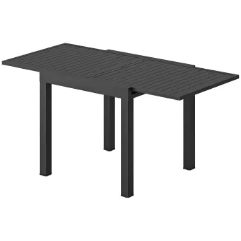 Outsunny Masa de Gradina Extensibila pentru 4-6 Persoane 80/160x80 cm, Masa de Pranz pentru Exterior din Aluminiu cu Blat Lamelar, pentru Terasa, Balcon, Negru | Aosom Romania imagine