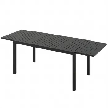 Outsunny Masa de Gradina Extensibila pentru 6-8 Persoane, Aluminiu cu Blat cu Lamele, Negru | Aosom Romania imagine