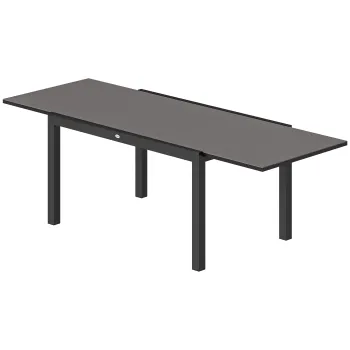 Outsunny Masa de Gradina Extensibila pentru 8-10 Persoane 140/240x90 cm, Masa de Dining Extensibila cu Blat din Sticla Securizata, Masa de Exterior pentru Terasa, Balcon, Negru | Aosom Romania imagine