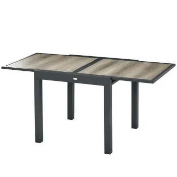 Outsunny Masa de Gradina, extensibila, usor de intretinut, cadru de aluminiu, aspect de lemn, 160 x 80 x 75 cm | Aosom Romania imagine