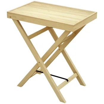 Outsunny Masa de gradina exterior rectangulara din lemn pentru balcon terasa 68L x 44l x 75H cm Natural | Aosom Romania imagine