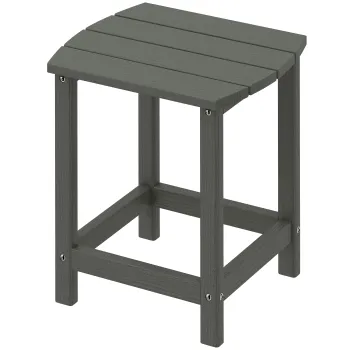 Outsunny Masa de gradina, masa de balcon rezistenta la intemperii din HDPE, masa de exterior, masa de camping pentru gradina terasa balcon 48x37x46 cm Gri | Aosom Romania imagine