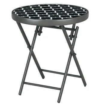 Outsunny Masa de gradina Masa pliabila de gradina, rotunda, rezistenta la intemperii, pliabila, O45 x 50 cm, Negru | Aosom Romania imagine