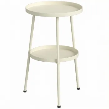 Outsunny Masa de gradina O36 cm, masa de balcon din metal, masa de exterior pentru servit masa, masuta rotunda pentru gradina terasa balcon Alb-crem | Aosom Romania imagine