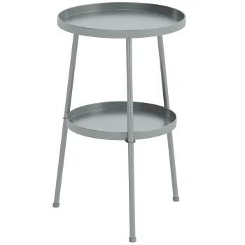 Outsunny Masa de gradina O36 cm, masa de balcon din metal, masa pentru luat masa in aer liber, masa rotunda pentru terasa pentru gradina terasa balcon, gri inchis | Aosom Romania imagine