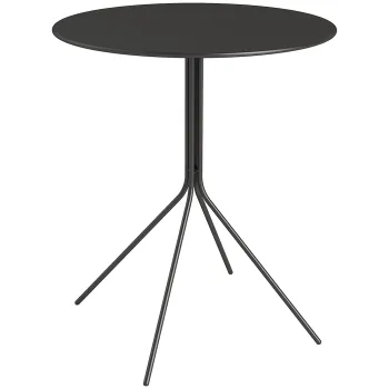 Outsunny Masa de gradina O60 x 71 cm, Masa pentru balcon din otel rezistenta la intemperii, Masa auxiliara rotunda cu tampoane pentru picioare Negru | Aosom Romania imagine