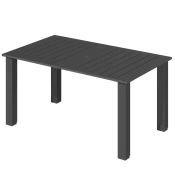 Outsunny Masa de gradina pentru 4-6 persoane, masa de dining pentru exterior cu orificiu pentru umbrela, blat cu lamele 150 x 90 x 73 cm, negru | Aosom Romania imagine