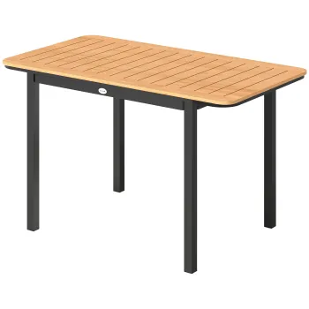 Outsunny Masa de Gradina pentru 6 Persoane, 127 x 70 cm, Masa de Exterior cu Blat cu Lamele din Lemn Plastic, Cadru Metalic | Aosom Romania imagine