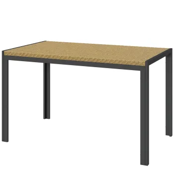 Outsunny Masa de gradina rectangulara 4 persoane din otel si blat din rasina imitand rachita PE, dim. 120L x 70l x 72I cm | Aosom Romania imagine