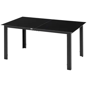 Outsunny Masa de gradina rectangulara din aluminiu si blat de sticla securizat - 6 persoane 150 x 90 x 74 cm negru | Aosom Romania imagine