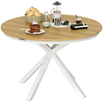 Outsunny Masa de gradina rotunda O 118 cm cadru din aluminiu pentru balcon, veranda, terasa, tec | Aosom Romania imagine