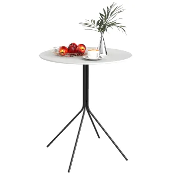 Outsunny Masa de gradina rotunda O 60 cm, masa de terasa cadru din otel, pentru interior si exterior, gri inchis | Aosom Romania imagine