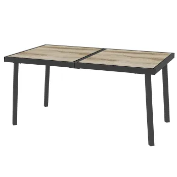 Outsunny Masa de Patio, Masa de Balcon, Masa de Dining pentru Exterior 145 x 85 cm pentru 6 Persoane cu Efect de Lemn, Cadrul din Otel, Gri | Aosom Romania imagine