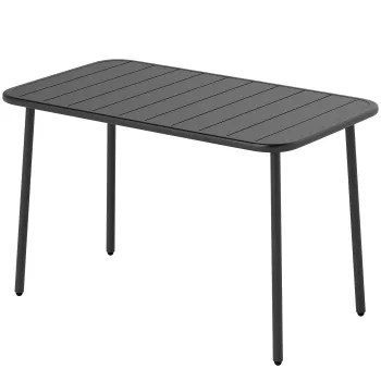 Outsunny Masa de sufragerie de gradina dreptunghiulara 120x70x72 cm din otel cu blat cu lamele pentru 4 persoane gri | Aosom Romania imagine