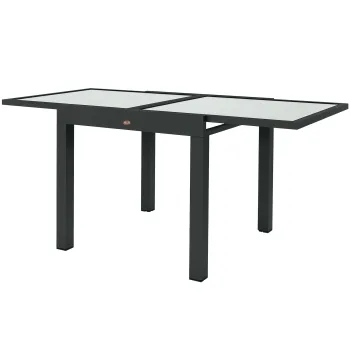 Outsunny Masa Extensibila de Gradina de Dimensiuni Mari dim. desfasurate 160 x 80 x 75 cm Aluminiu Blat Sticla Securizata Transparent | Aosom Romania imagine