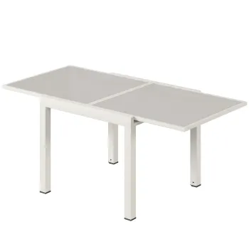 Outsunny Masa Extensibila din Aluminiu pentru Exterior, Blat din Sticla Temperata, Crem. | Aosom Romania imagine