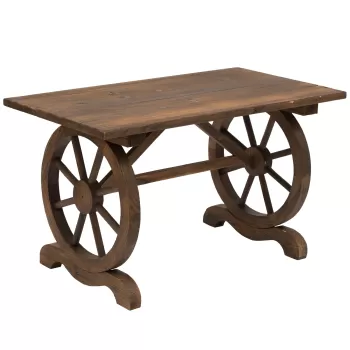 Outsunny masa gradina, din lemn, cadru cu roti, 113x60x65cm | AOSOM RO imagine