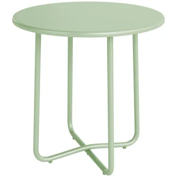 Outsunny Masa Joasa de Exterior cu Bord Rulat, Baza in X cu Picioare Reglabile pe Inaltime, pentru Living Terasa, O48x51cm, Verde | Aosom Romania imagine
